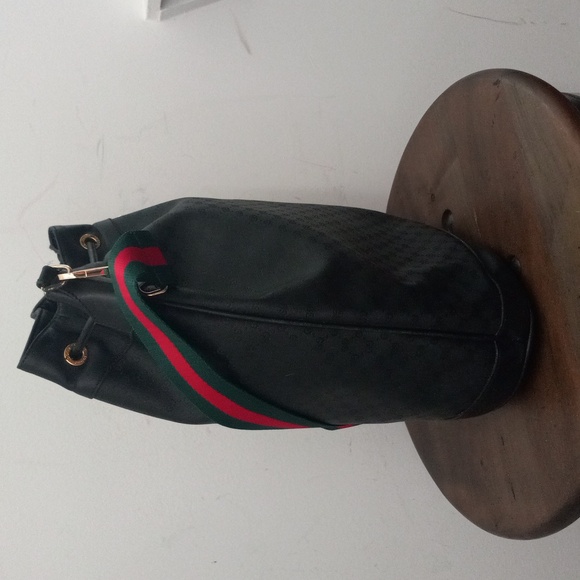 Authentic Vintage Gucci GG Monogram Micro Guccissima Web Drawstring Bucket Bag - Picture 4 of 9